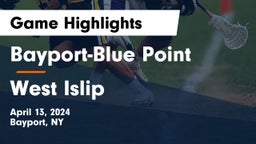 Bayport-Blue Point  vs West Islip  Game Highlights - April 13, 2024