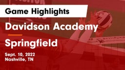 Davidson Academy  vs Springfield  Game Highlights - Sept. 10, 2022