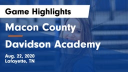 Macon County  vs Davidson Academy  Game Highlights - Aug. 22, 2020