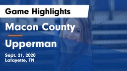 Macon County  vs Upperman  Game Highlights - Sept. 21, 2020