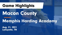 Macon County  vs Memphis Harding Academy Game Highlights - Aug. 21, 2021