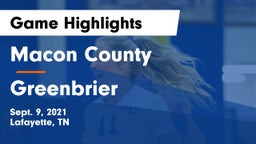 Macon County  vs Greenbrier  Game Highlights - Sept. 9, 2021
