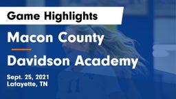 Macon County  vs Davidson Academy  Game Highlights - Sept. 25, 2021