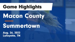 Macon County  vs Summertown Game Highlights - Aug. 26, 2022