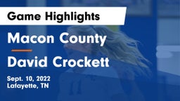 Macon County  vs David Crockett  Game Highlights - Sept. 10, 2022