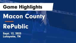 Macon County  vs RePublic Game Highlights - Sept. 12, 2023