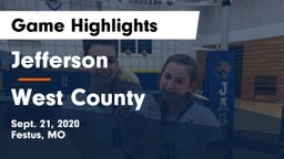 Jefferson  vs West County  Game Highlights - Sept. 21, 2020