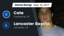 Recap: Cate  vs. Lancaster Baptist  2017