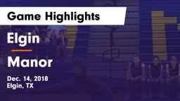 Elgin  vs Manor  Game Highlights - Dec. 14, 2018