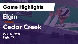 Elgin  vs Cedar Creek  Game Highlights - Oct. 14, 2022