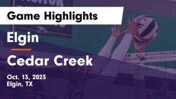 Elgin  vs Cedar Creek  Game Highlights - Oct. 13, 2023