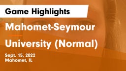 Mahomet-Seymour  vs University (Normal)  Game Highlights - Sept. 15, 2022