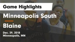 Minneapolis South  vs Blaine  Game Highlights - Dec. 29, 2018