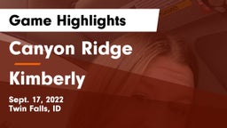Canyon Ridge  vs Kimberly  Game Highlights - Sept. 17, 2022
