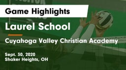 Laurel School vs Cuyahoga Valley Christian Academy  Game Highlights - Sept. 30, 2020