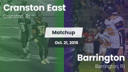 Matchup: Cranston East High vs. Barrington  2016