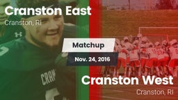 Matchup: Cranston East High vs. Cranston West  2016