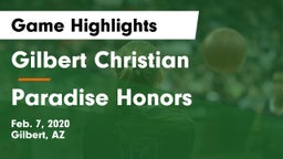 Gilbert Christian  vs Paradise Honors  Game Highlights - Feb. 7, 2020