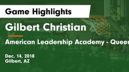 Gilbert Christian  vs American Leadership Academy - Queen Creek Game Highlights - Dec. 14, 2018