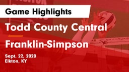 Todd County Central  vs Franklin-Simpson  Game Highlights - Sept. 22, 2020