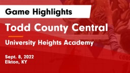 Todd County Central  vs University Heights Academy Game Highlights - Sept. 8, 2022