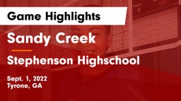 Sandy Creek  vs Stephenson Highschool Game Highlights - Sept. 1, 2022