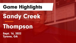 Sandy Creek  vs Thompson  Game Highlights - Sept. 16, 2022