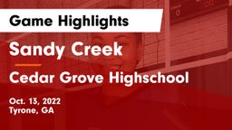 Sandy Creek  vs Cedar Grove Highschool Game Highlights - Oct. 13, 2022
