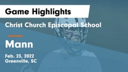 Christ Church Episcopal School vs Mann  Game Highlights - Feb. 23, 2022