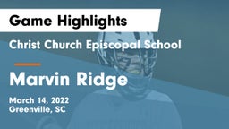 Christ Church Episcopal School vs Marvin Ridge  Game Highlights - March 14, 2022