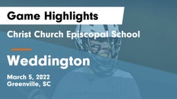 Christ Church Episcopal School vs Weddington  Game Highlights - March 5, 2022