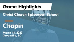 Christ Church Episcopal School vs Chapin  Game Highlights - March 18, 2022
