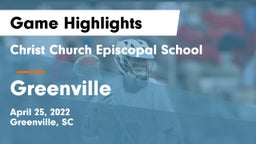 Christ Church Episcopal School vs Greenville  Game Highlights - April 25, 2022