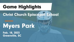 Christ Church Episcopal School vs Myers Park  Game Highlights - Feb. 18, 2023