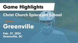 Christ Church Episcopal School vs Greenville  Game Highlights - Feb. 27, 2024