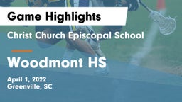 Christ Church Episcopal School vs Woodmont HS Game Highlights - April 1, 2022