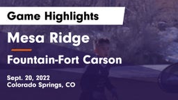 Mesa Ridge  vs Fountain-Fort Carson  Game Highlights - Sept. 20, 2022