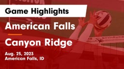 American Falls  vs Canyon Ridge  Game Highlights - Aug. 25, 2023