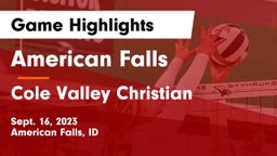 American Falls  vs Cole Valley Christian  Game Highlights - Sept. 16, 2023