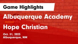 Albuquerque Academy  vs Hope Christian  Game Highlights - Oct. 31, 2023