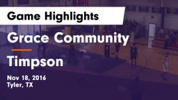 Grace Community  vs Timpson  Game Highlights - Nov 18, 2016