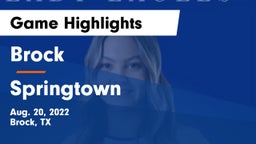 Brock  vs Springtown  Game Highlights - Aug. 20, 2022
