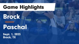 Brock  vs Paschal  Game Highlights - Sept. 1, 2023