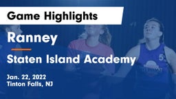 Ranney  vs Staten Island Academy Game Highlights - Jan. 22, 2022