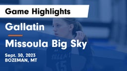 Gallatin  vs Missoula Big Sky  Game Highlights - Sept. 30, 2023