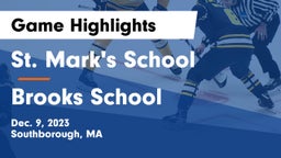St. Mark's School vs Brooks School Game Highlights - Dec. 9, 2023