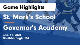 St. Mark's School vs Governor's Academy  Game Highlights - Jan. 11, 2020