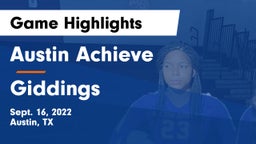 Austin Achieve vs Giddings  Game Highlights - Sept. 16, 2022