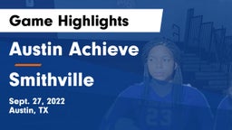 Austin Achieve vs Smithville  Game Highlights - Sept. 27, 2022