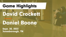David Crockett  vs Daniel Boone  Game Highlights - Sept. 20, 2022